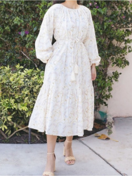 Dainty Jewells Dresses & Skirts - Dainty Jewells Ivory and Gold Floral Midi Dress